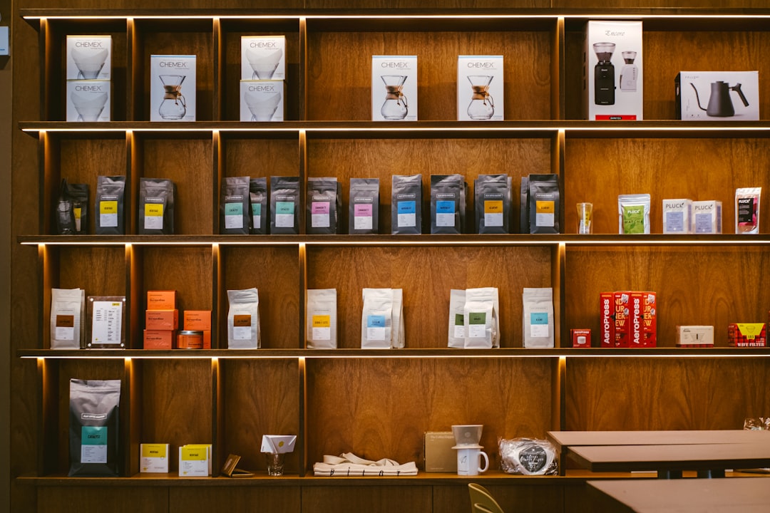 A shelf filled with lots of different types of items